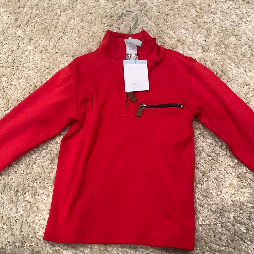 NWT Bella Bliss Boys Red 1/4 Zip Size 4